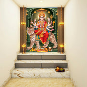 Durga On Tiger Self Adhesive Sticker Poster