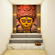 Yellow Face Durga Painting Self Adhesive Sticker Poster