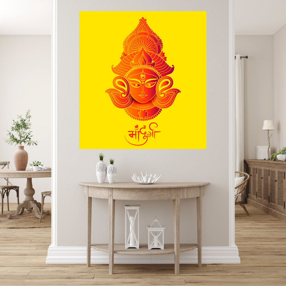 Maa Durga Art Self Adhesive Sticker Poster