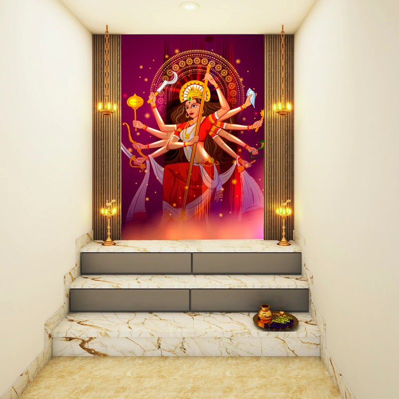 Durga Devi Self Adhesive Sticker Poster