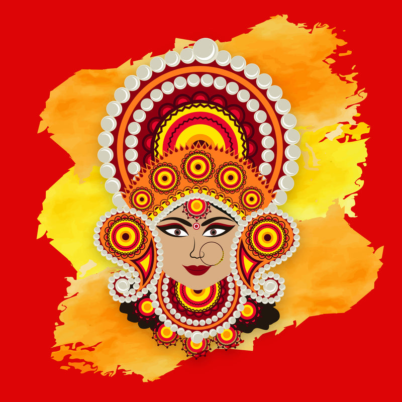 Beautiful Durga Painting Self Adhesive Sticker Poster