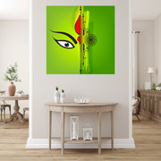 Durga Art In Green Self Adhesive Sticker Poster