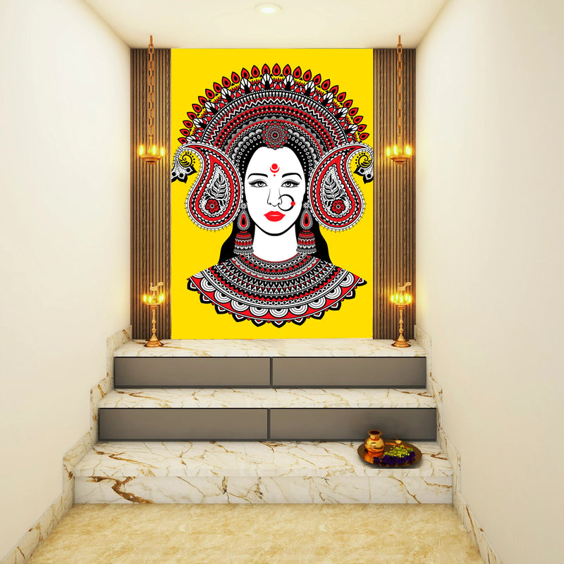 Durga In Indian Art Self Adhesive Sticker Poster