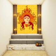 Durga Art In Yellow Self Adhesive Sticker Poster