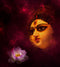 Durga Face In Red Shade Self Adhesive Sticker Poster