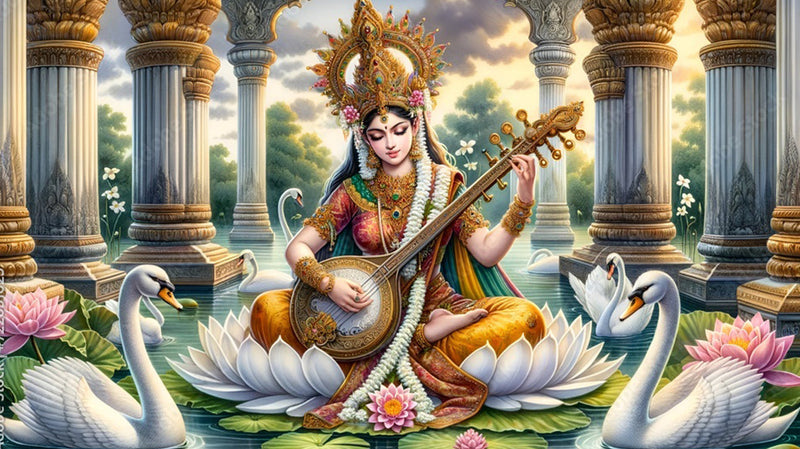 Divine Serenity Saraswati Wallpaper