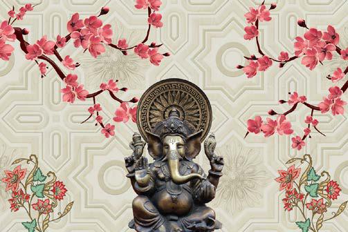 Divine Ganesha Delights Pooja Room Wallpaper