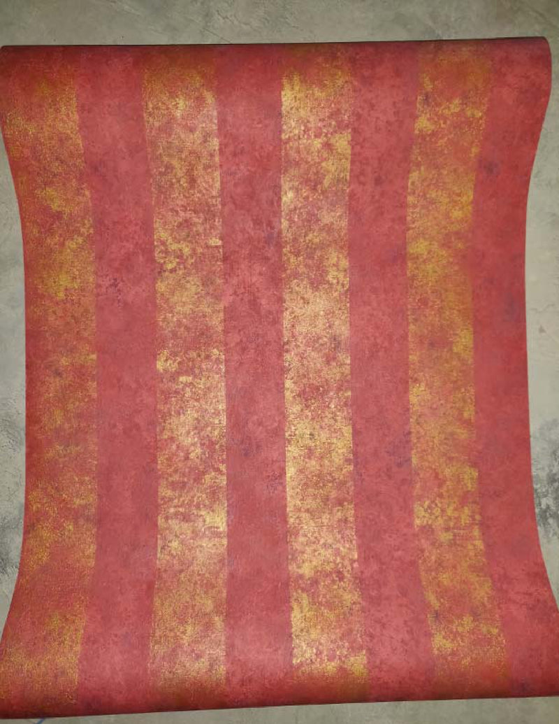 European Red Strips Wallpaper Roll