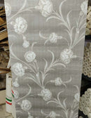 European 2 White Flowers on Grey Wallpaper Roll