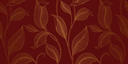 Solid Brown Leaf Pattern Wallpaper