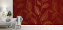Solid Brown Leaf Pattern Wallpaper