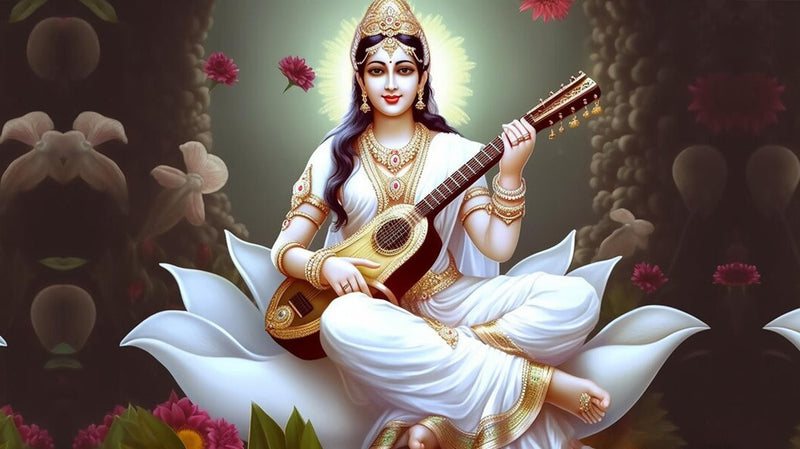 Ethereal Grace Saraswati Wallpaper