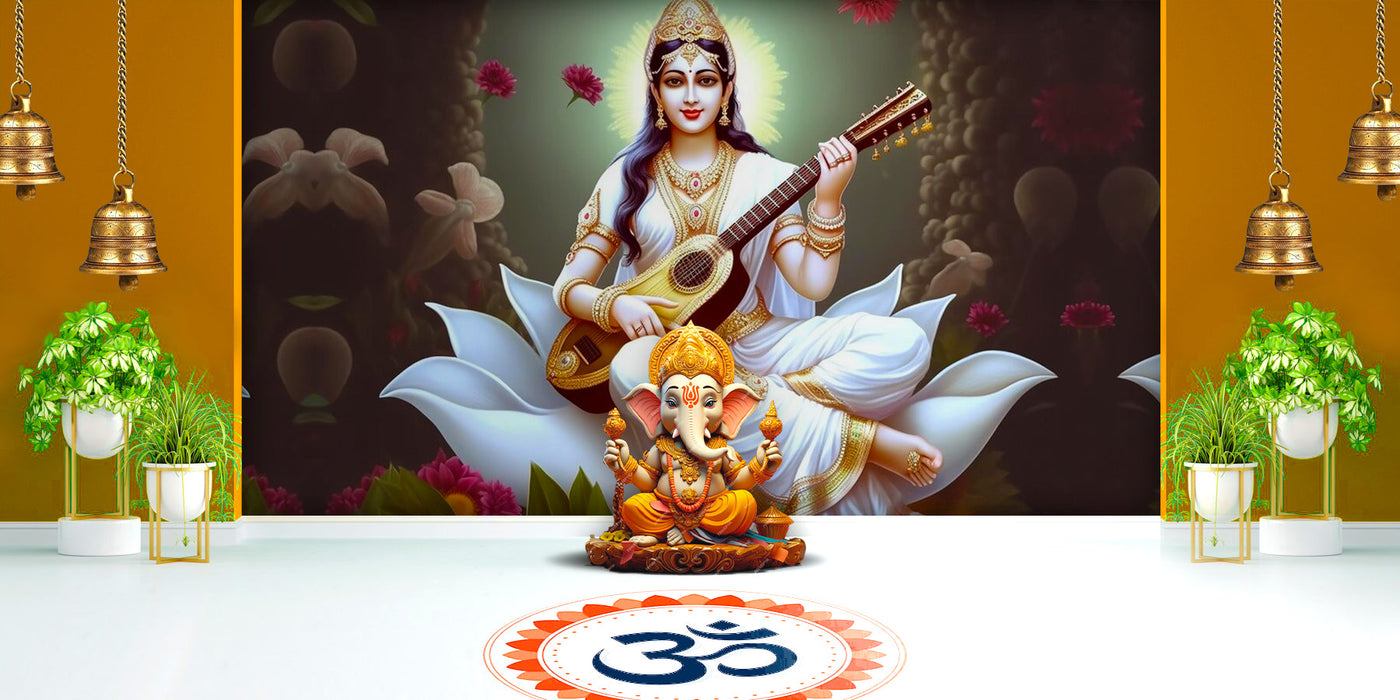 Ethereal Grace Saraswati Wallpaper