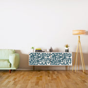 White And Green Leafs Floral Self Adhesive Sticker For Cabinet