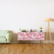Pink Floral Self Adhesive Sticker For Cabinet
