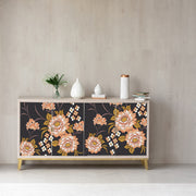 Brown And Orange Floral Self Adhesive Sticker For Cabinet
