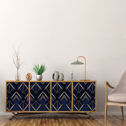 Gold Blue Design Self Adhesive Sticker For Cabinet