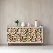 Brown Floral Self Adhesive Sticker For Cabinet