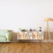 White And Yellow Flowers Self Adhesive Sticker For Cabinet