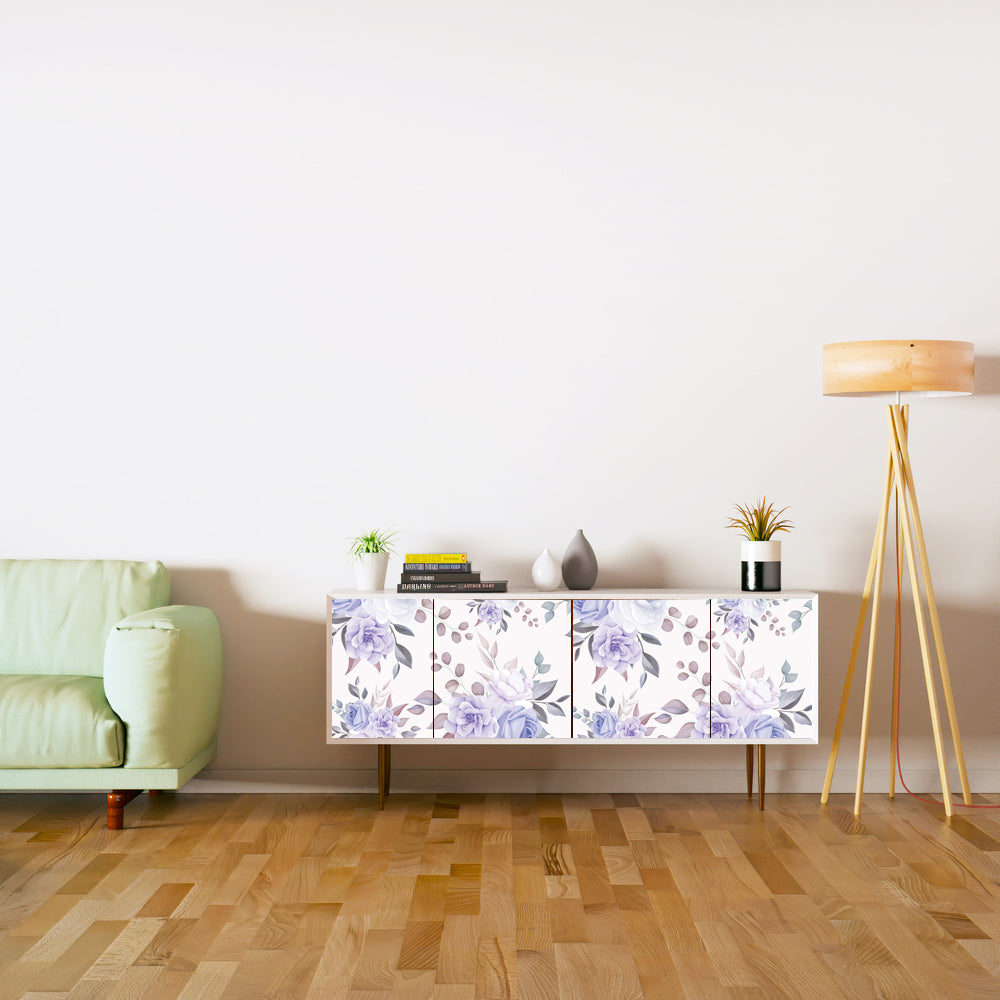 Blue White Design Self Adhesive Sticker For Cabinet
