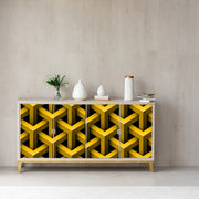 Golden Yellow 3D Art Design Self Adhesive Sticker For Cabinet
