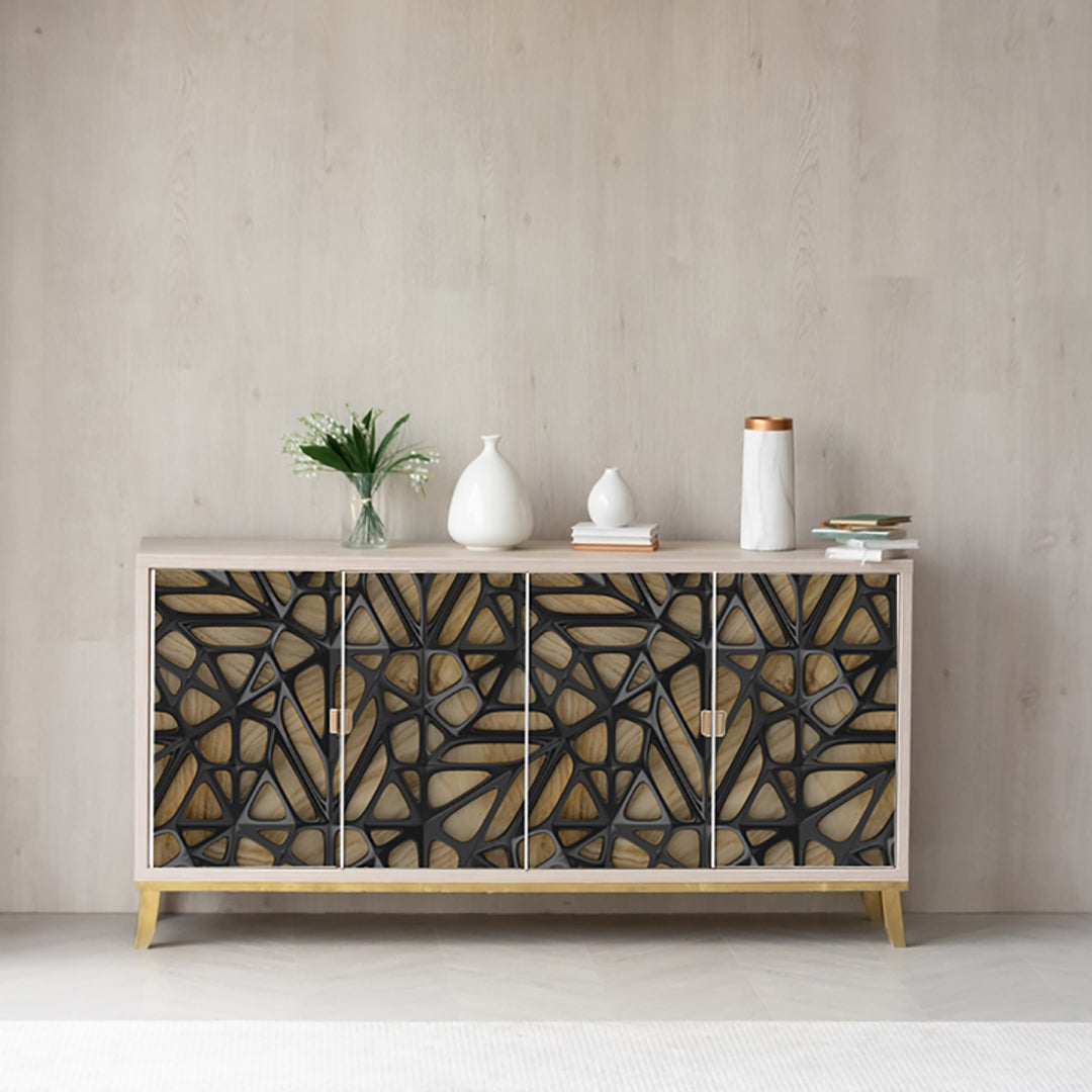 Black Brown 3D Design Self Adhesive Sticker For Cabinet