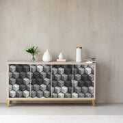 White Gray 3D Boxes Design Self Adhesive Sticker For Cabinet