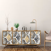 Golden Florals In White Self Adhesive Sticker For Cabinet