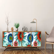 Red And blue Floral Self Adhesive Sticker For Cabinet