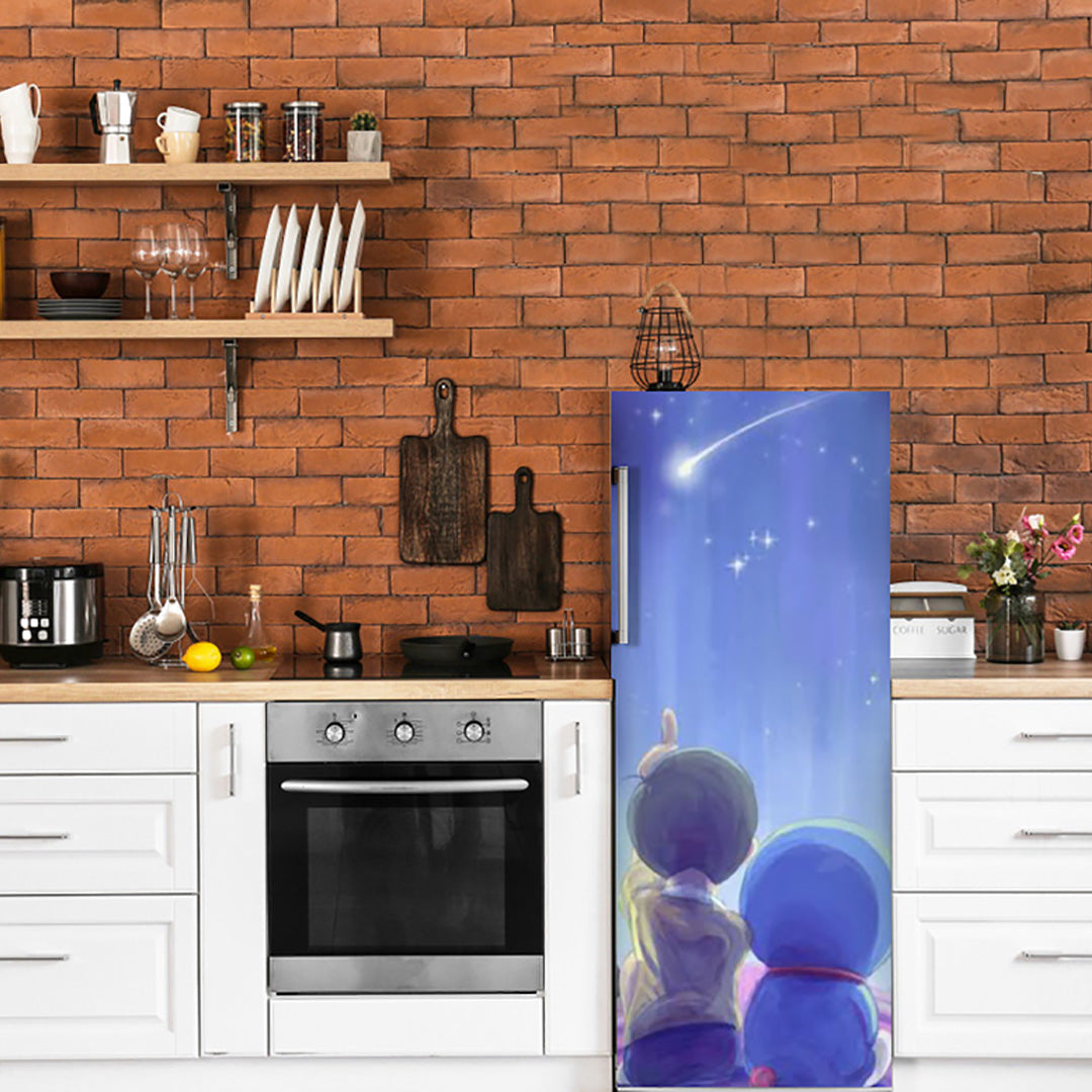 Doremon Waching Sky Anime Self Adhesive Sticker For Refrigerator