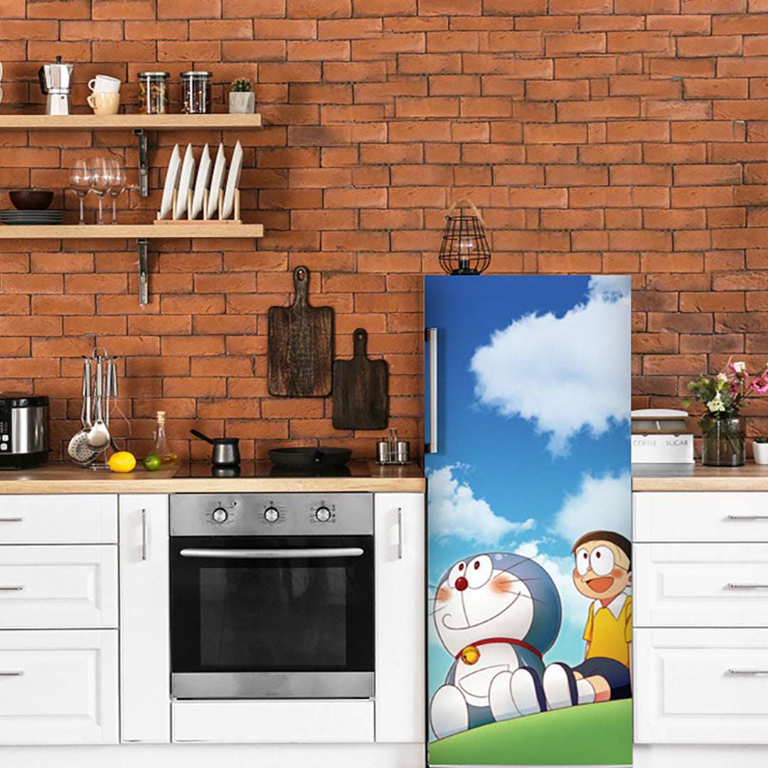 Nobita And Doremon Anime Self Adhesive Sticker For Refrigerator