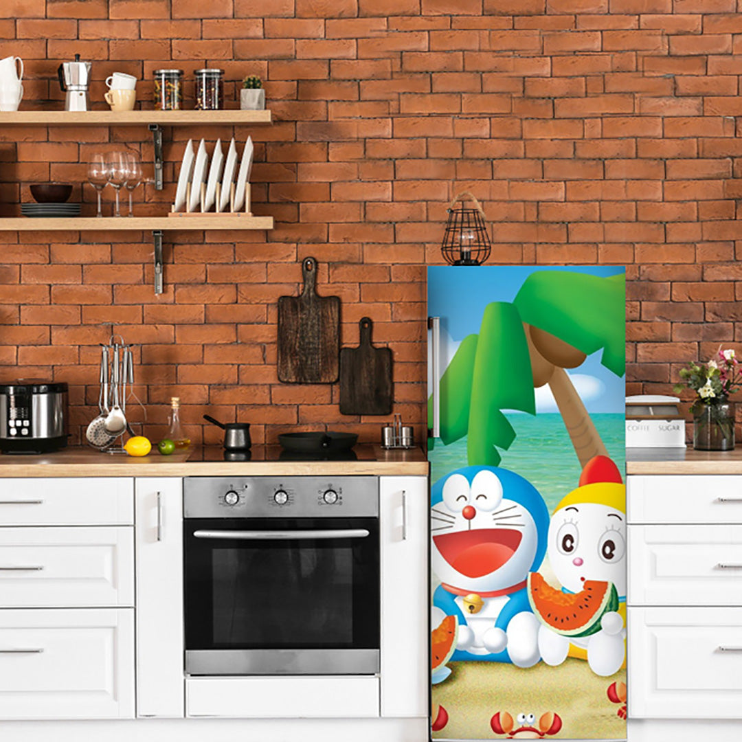 Doremon And Dorami Anime Self Adhesive Sticker For Refrigerator
