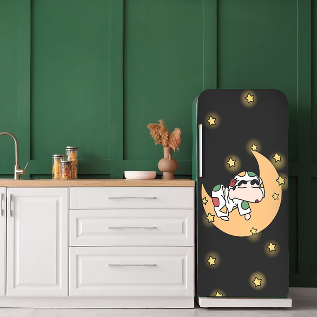 Shinchan on Moon Anime Self Adhesive Sticker For Refrigerator