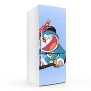 Doremon On Broom Self Adhesive Sticker For Refrigerator