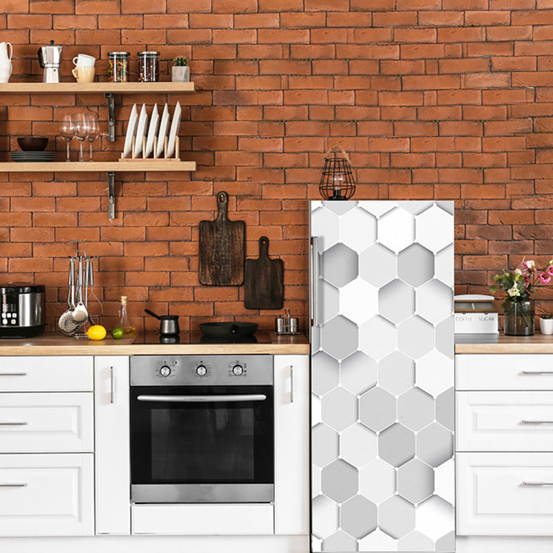 White 3D Hexagonal Self Adhesive Sticker For Refrigerator