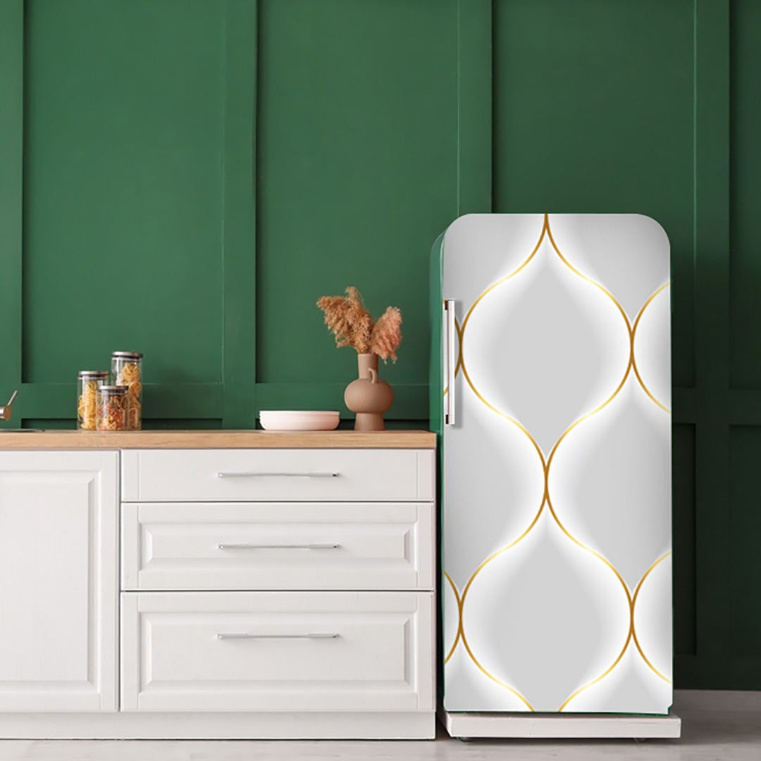 Gold White 3D Self Adhesive Sticker For Refrigerator