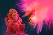 Ganpati With Pink Gulal Painting Self Adhesive Sticker For Wardrobe