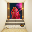 Ganpati With Pink Gulal Painting Self Adhesive Sticker Poster