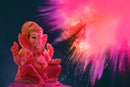 Ganpati With Pink Gulal Painting Self Adhesive Sticker Poster