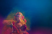 Beautiful Red Shaded Ganpati Painting Self Adhesive Sticker For Wardrobe