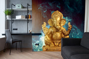 Golden Ganpati Self Adhesive Sticker For Wardrobe