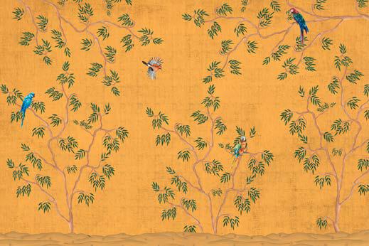 Golden Tranquility Chinoiserie Wallpaper