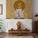 Golden Om With Ganesh Pooja Room Wallpaper