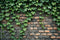 Green Leaves Pattern Brick Wallpaper