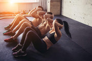 Men Woman Crunches Gym Wallpaper