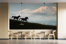 Mountain Scenery Theme Horse Wallpaper