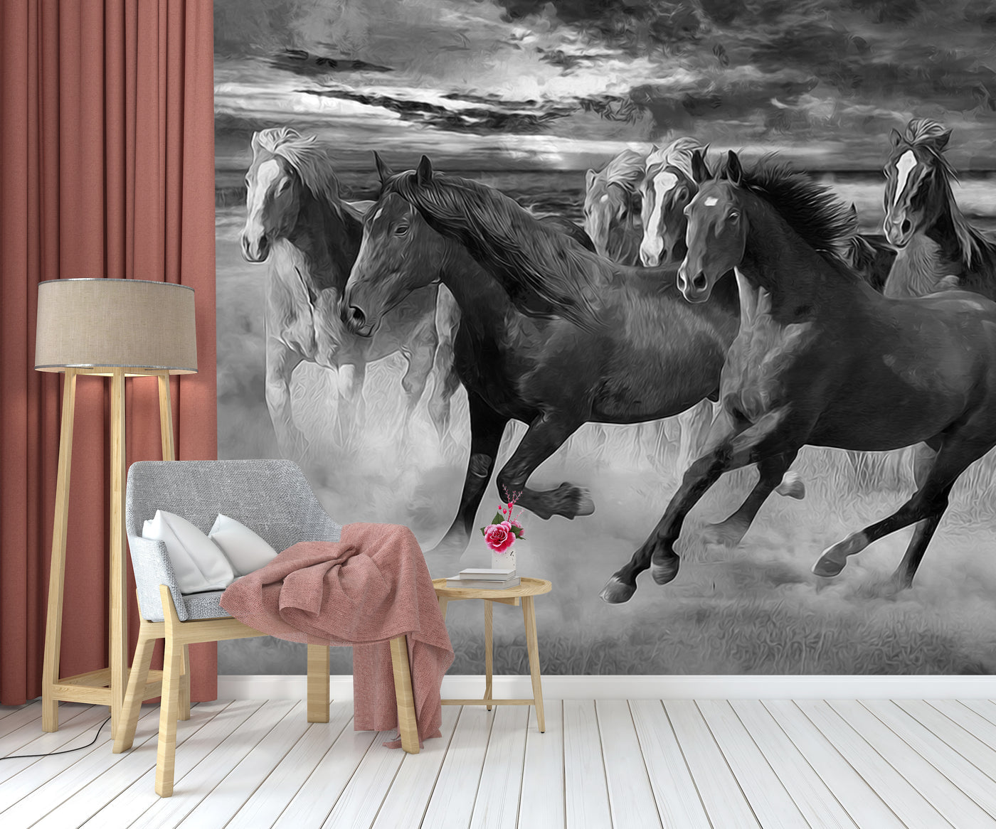 Black And White Cinematic Themed Horse Wallpaper