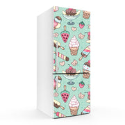 Ice Cream On Blue Art Self Adhesive Sticker For Refrigerator