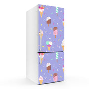 Ice Cream On Purple Self Adhesive Sticker For Refrigerator