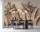 Wooden Textured Leaves Custimised Wallpaper for wall